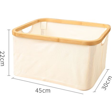 Panier à Linge Pliable Tissu Bambou Panier de Rangement Pliable,Beige (1/4)