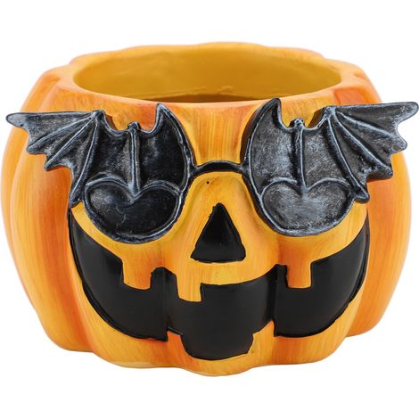 Pumpkin Planter Pot Decorative Ornament Resin Cute Pumpkin Face Vase for Indoor Outdoor Garden Plants (1/5)