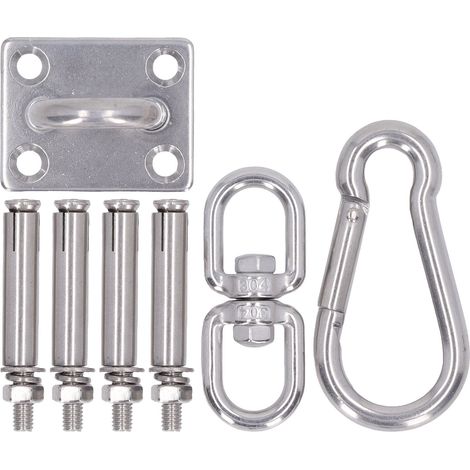 Lot de 7 pièces Kit de quincaillerie pour voile d'ombrage en acier inoxydable étanche, crochets de fixation pour jardin (1/5)