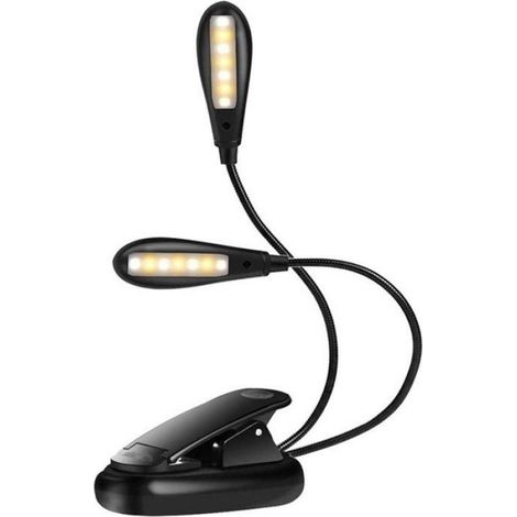 Lampe À Pince LED Rechargeable USB 14 LED Bras Flexible 360° Bureau Lecture 5000 K – 6000 K 2 Têtes (1/4)