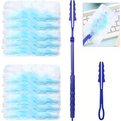 32 PièCes Plumeau Poussiere Recharge Kit, Kit de Plumeau en Microfibre, Anti Poussiere, Attrape Poussiere pour Le Bureau, De L'éCole (1/4)