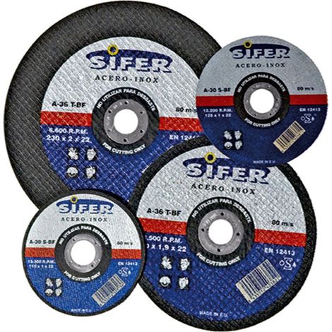 Disque à tronçonner en acier inoxydable SIFER 125x1,0x22 A60T-BF