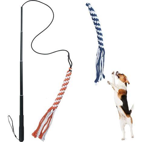 Flirt Pole Dog Extendable Teaser Wand for Dogs Outdoor Interactive Toy Pet Flirting Stick with Cotton Chewing Ropes Chasing Tail for Small Dogs (1/3)