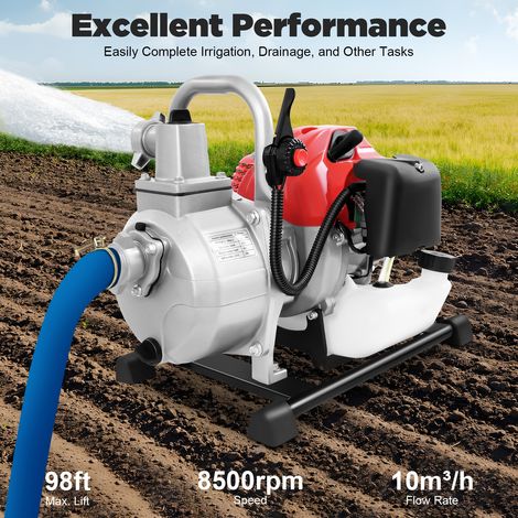 43CC 2 Stroke 1" Petrol Water Pump Portable Pond Garden Irrigation Transfer Pump
