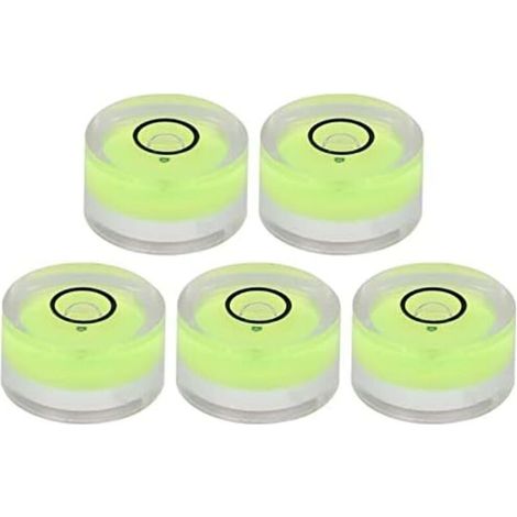 5 Stück 15 mm Mini-Kreiswasserwaagen, Taschenwasserwaagen, ABS-Kunststoff, runder Durchmesser, rundes Messwerkzeug, Libellenwasserwaage für Waagen (1/4)