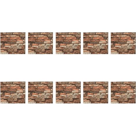 Lot de 10 stickers muraux XPE auto-adhésifs à motif brique, imperméables, pour la décoration intérieure.