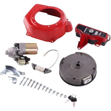 Kit de démarreur de moteur 5,5 HP 6,5 HP pour Honda GX200 6,5 HP GX160 5,5 HP Démarreur de moteur avec volant solénoïde et boîtier de commutation à clé avec bobine de charge à clé (1/4)
