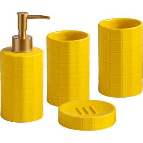 Base antideslizante fabricada con materiales no porosos. Juego de cuatro piezas en color amarillo. (1/2)