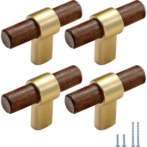 Poignée monobloc en bois pour tiroir de cuisine ou porte de placard (alliage de zinc), 1,97 pouce (50 mm) – Lot de 4 (1/3)