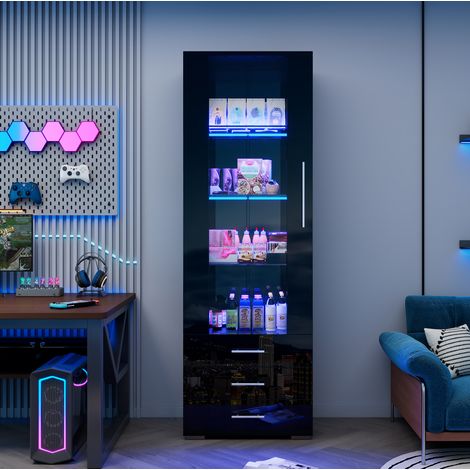 mobile contenitore 60x35x180 cm LED frontale nero OKMYHOME (1/5)