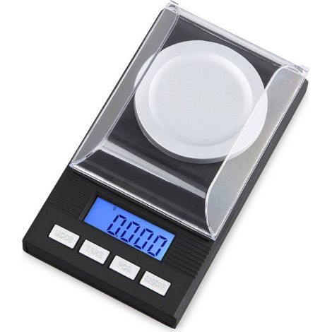 Balance de cuisine numérique de haute précision, précision de 0,001 g, capacité de 20 g, fonction tare, fonctionne sur piles - Idéale pour la bijouterie, les laboratoires et la pâtisserie.