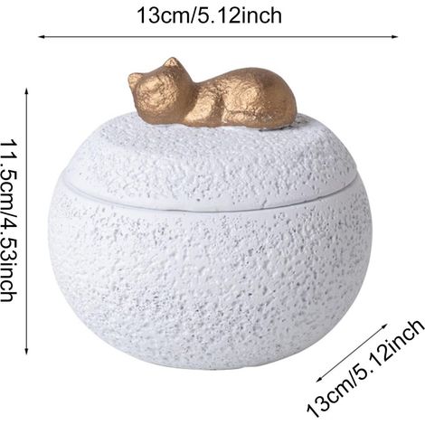 Pot commémoratif compact pour animaux de compagnie avec couvercle, 350 ml, base en ciment, blanc (1/4)