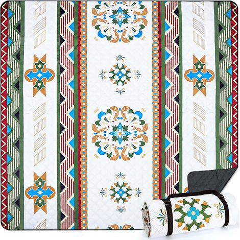 Couverture de Pique-Nique Imperméable(200×200 cm),Tapis de Pique-Nique,Couverture de Plage avec Envers Imperméable,Nappe Pique Nique Idéale pour L'extérieur,Camping,Plage,Parc,Festival