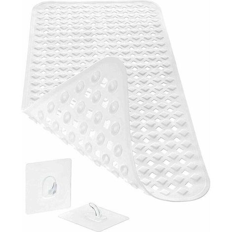 1 tapis de bain antidérapant, surface sensible à la peau, tapis de douche résistant à la moisissure, 88x39 cm, pour salle de bain familiale (1/5)