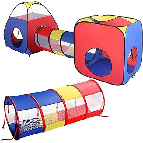 Tente de jeu pour enfants, tente pop-up 4 en 1 pour tout-petits, tunnel rampant, théâtre, fosse à balles, tente pliante avec sac de rangement à fermeture éclair, jouet pour bébé, cadeau pour enfants, (1/2)