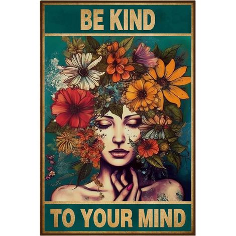 Affiche vintage "Be Kind to Your Mind", art mural hippie-boho, poster rétro, cadeaux inspirants pour femmes, bureau à domicile, chambre à coucher, salon, décoration murale, style 3 (1/5)