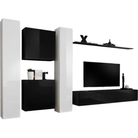 Set di mobili da salotto SWITCH VI design, colori nero e bianco lucido. (1/2)