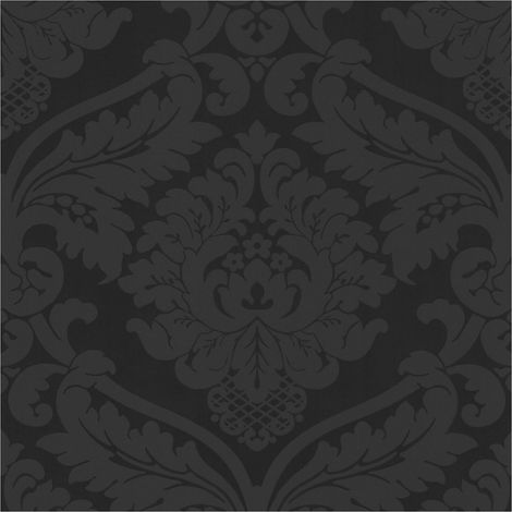 Baroque wallcovering wall Profhome 552631 textured wallpaper slightly textured baroque style matt black 5.33 m2 (57 ft2) (1/5)