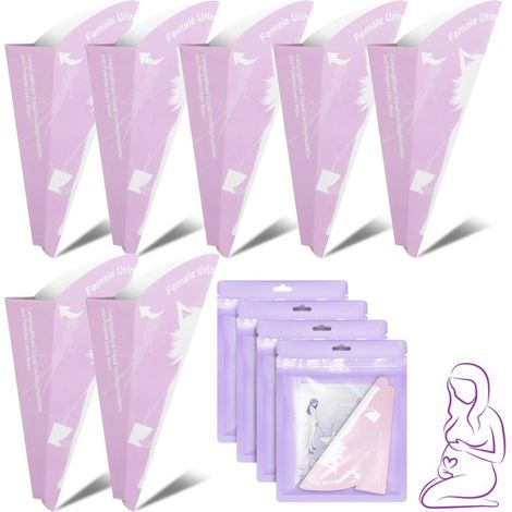 Urinoir Femme, 40 PCS Urinoir Femelle à Entonnoir, Portable Urinaux Toilette Féminine, Papier jetable d'aide au Pipi, Urinoir Portatif en Entonnoir Pratique pour en Plein air, Activités, Camping (1/5)