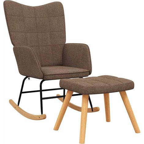 Maison Exclusive - Schaukelsessel mit Hocker Braun Stoff (1/5)