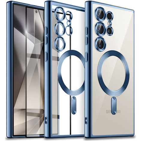 Schutzhülle für Samsung Galaxy S24 Ultra, Electro MagSafe, Blau + Vollflächig verklebtes Keramikglas (1/5)