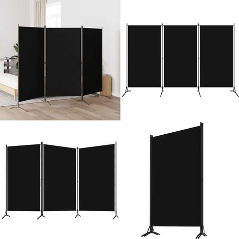 Paravento a 3 Pannelli Nero 260x180 cm - Paravento nero - Paravento per soggiorno