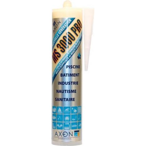 Mastic Colle - 1 Cartouche 290 ml - Hybride Élastique - Résiste à l'Eau et aux Humidités - Pour Béton Bois Métal PVC Pierre - Température -40 °C à 200 °C (1/2)