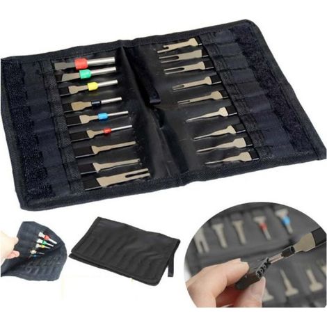 Extracteur de cosses - Kit de 18 Outils de Retrait de cosses - Dureté élevée - Pas de Rouille - Pas de déformation - Kit d'extracteur de connecteur de cablage électrique de Voiture (1/4)