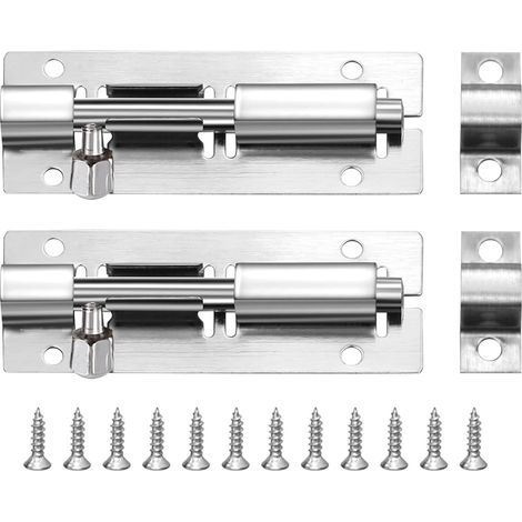 2 Pack 75mm Door Lock, Stainless Steel Door Lock with Screws for Bathroom, Bedroom, Shed, Toilet, Easy to Install (1/5)