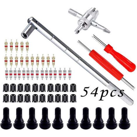 Demonte Valve Pneu Outil, Valve Core Remover pour Voiture Remplacement, TR412 Valve Pneu, Valve Core, 4-1 Outil de Réparation de Valve de Pneu - Démonte Valve Pneu, Tire Repair Kit (1/4)