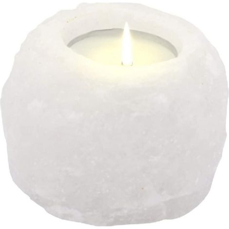 Portacandela di Sale Himalayano Bianco naturale a forma di Sfera grezza 750gr