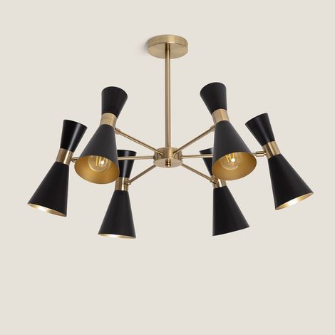 Lampada da Soffitto Alluminio 6 Faretti Jigger Nero