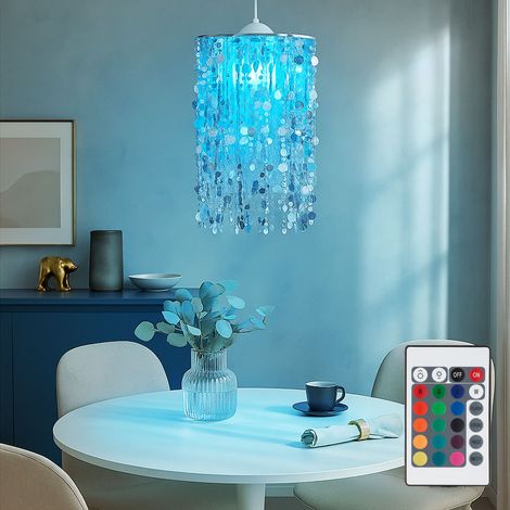 Hängelampe Pendelleuchte Kinderzimmer Wohnraum silber Fernbedienung RGB LED, Metall, 1x RGB LED warmweiß, DxH27x152 cm