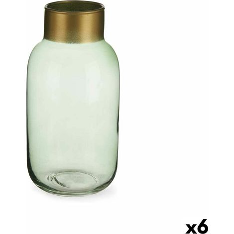 Grün-goldene Glasvase 11,5 x 24 x 11,5 cm (6 Stk.) (1/3)