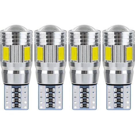 Ampoule T10 W5W led plafonnier voiture led interieur veilleuse led voiture Convient pour les feux de plaque d'immatriculation, les feux latéraux, les feux de position et les plafonniers (4 pièces) (1/5)