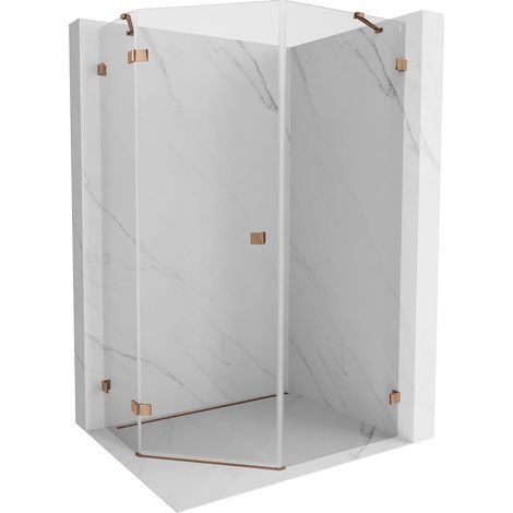 Mexen Lunar Fünfeck-Duschkabine, links öffnend, 80 x 90 cm, transparent, Roségold - 831-080L-090P-60-00-L (1/5)