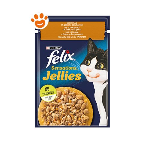 Purina Cat Felix Sensations Jellies Pollo con Carote in Gelatina  - Purina Cat Felix Sensations Jellies Pollo con Carote in Gelatina - Bustina Da 85 Gr