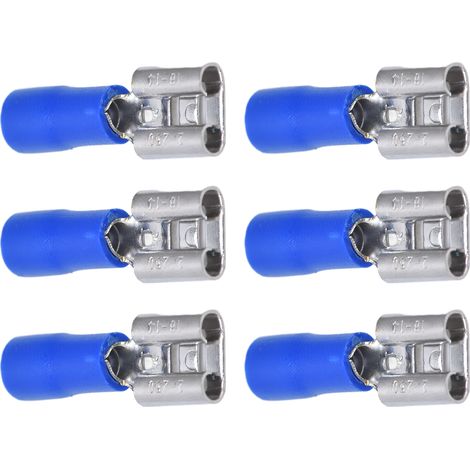 FDD2250 Flachstecker (weiblich), Packung mit 100 Stück, blaue Isolierhülle, zuverlässige Leitfähigkeit, für 1,5-2,5 mm² Kabel, Flachstecker. (1/5)