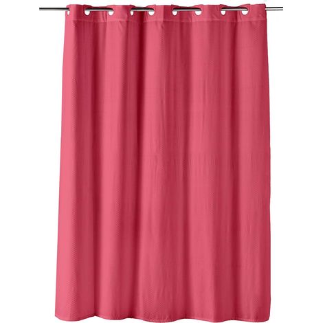 Rideau Douche avec Oeillets Clipsables (180 x 200 cm) Dotty Framboise, Microfibre Gaufrée Unie (1/4)