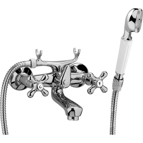 Badewannengruppe mit 100 cm flexiblem Schlauch und verchromtem Umsteller – Paffoni Iris