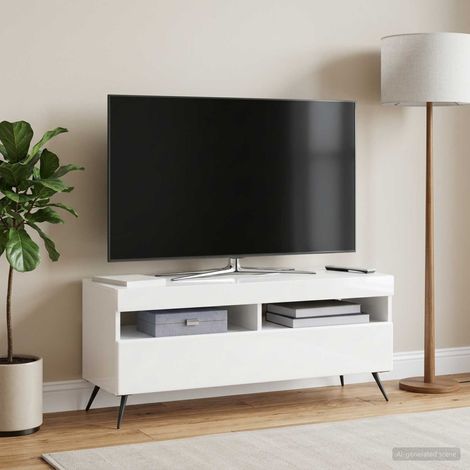 vidaXL Meuble TV LED Blanc brillant Bois d'ingénierie (1/5)