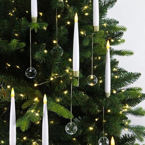 LED pour Sapin de Noël 12 Bougies Sans Flamme avec Boules de Cristal & Télécommande Kit avec Piles AAA Décoration Festive (1/5)
