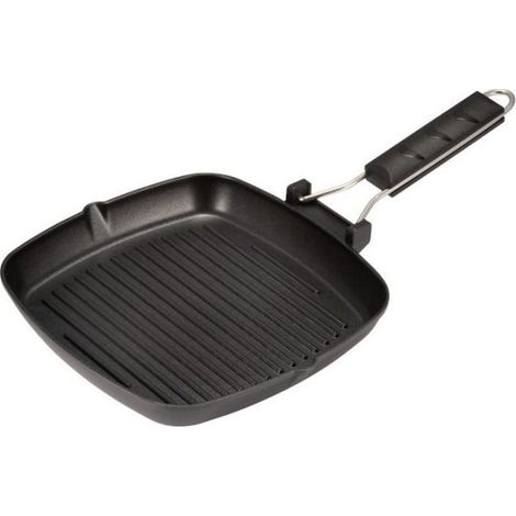 Ilsa bistecchiera quadrata DietiGrill Induction, alluminio pressofuso antiaderente, 26x26 cm, manico pieghevole in bachelite, adatta a induzione