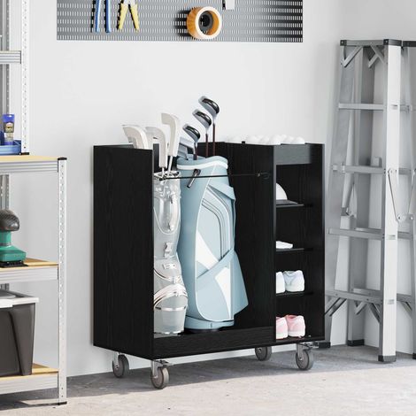 Golf Schrank Mit Rad Uni Schwarz Eichen-Optik 90 x 45 x 98 cm