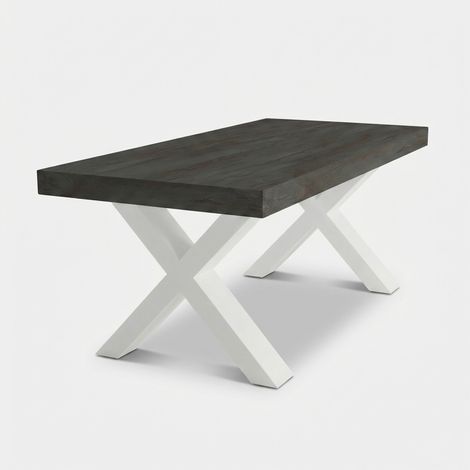 Tavolo allungabile moderno gambe bianco frassino 160/260x90 Firenze - Nero