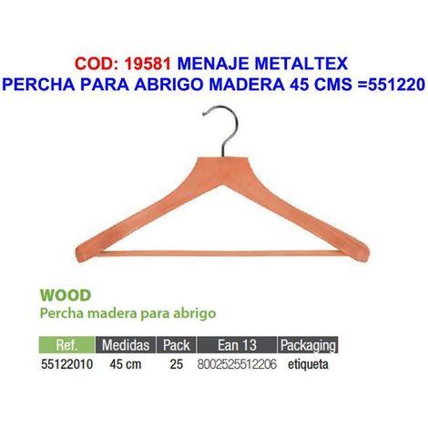 METALTEX menaje metaltex percha para abrigo madera 45 cms 551220