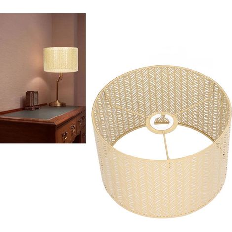 BelleRise - Abat-jour tambour – feuille de sapin doré 25 cm – ombre d’arbre murale – décoration maison/bureau (1/4)