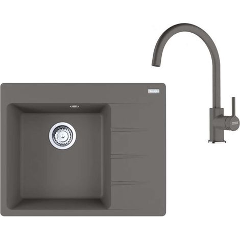 Franke Set - Set per cucina G270ŠK, lavello in fragranite CNG 611-62 TL/2 e miscelatore FC 6018.084, pietra grigia 114.0700.772