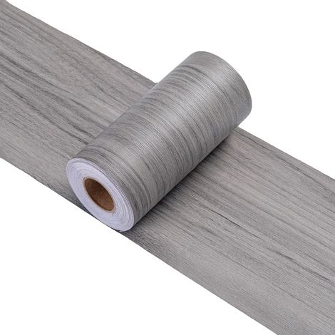 Adhesivo decorativo con acabado imitación madera, fácil de aplicar, color nogal gris, 5 m x 20 cm. (1/2)
