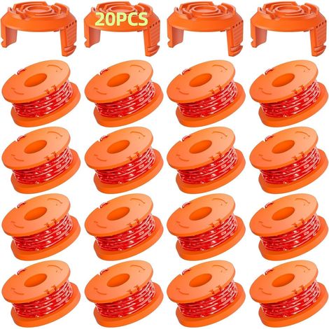 Bobinas para cortacésped: hilos para cortacésped de Ø1,65 mm, bobinas para desbrozadora (16 hilos para cortacésped, 4 tapas) (1/5)